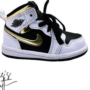 Air Jordan 1 Mid GS “White/Gold/Black Toddler 5